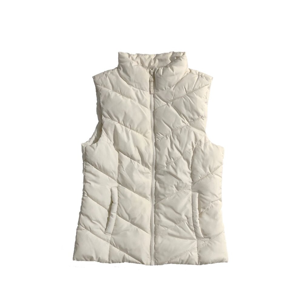 Aeropostale Vest Womens XS Off-White Full Zip Puffer Remixed Down Quilted Jacket